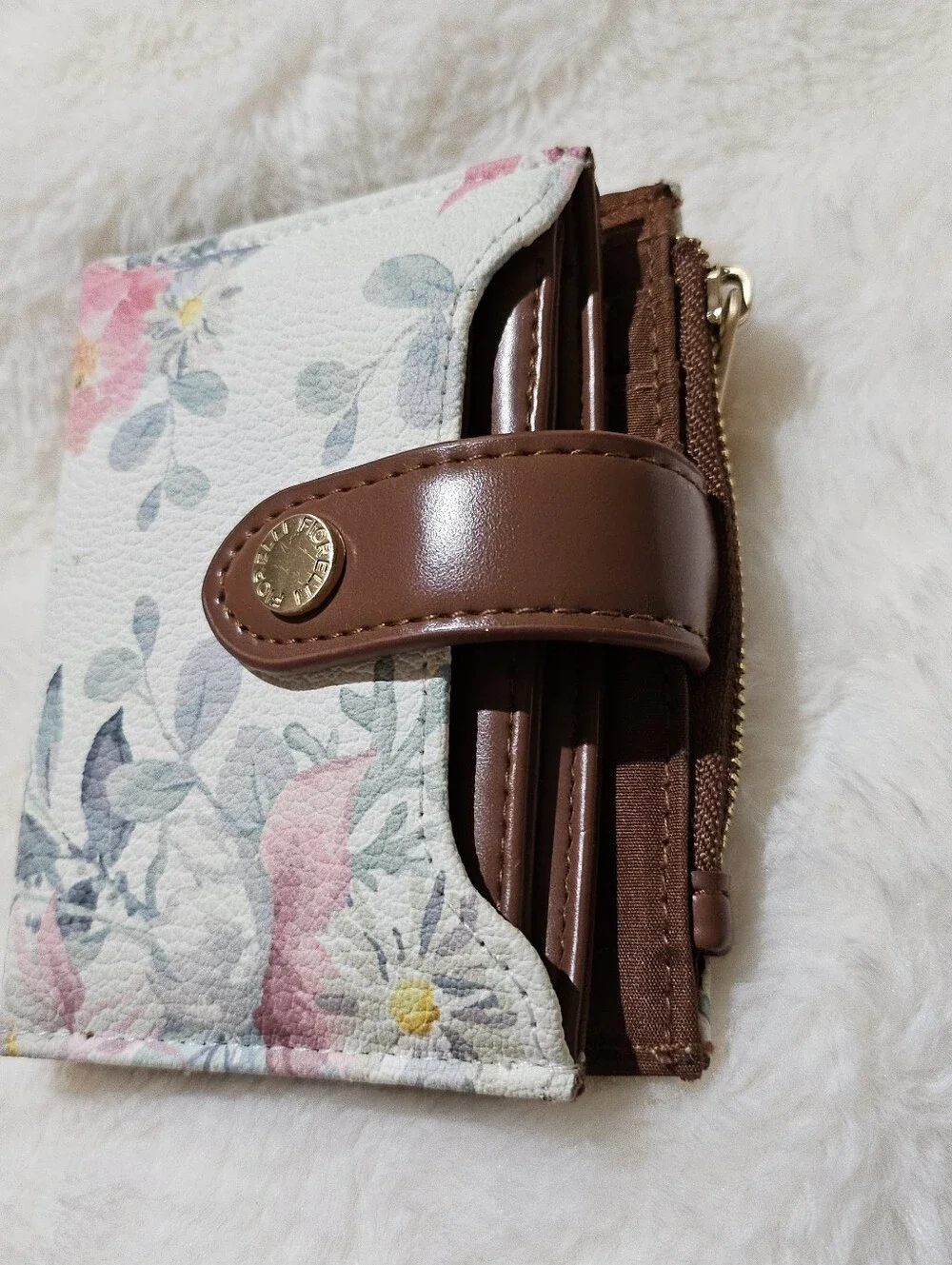 Fiorelli Floral Card Wallet Set in White & Brown